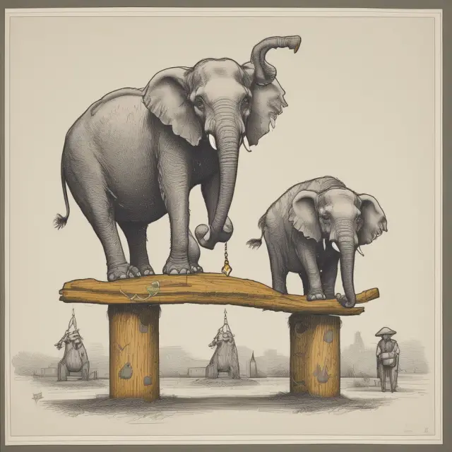 Two animals, one elephant representing marginable securities and the other a tiger for non-marginable securities, balance on a see-saw.