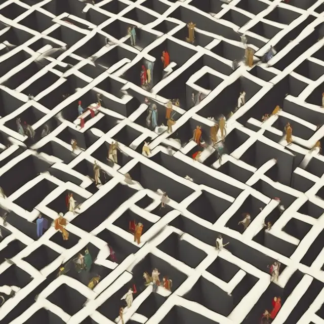 An intricate maze representing brokerage rules for non-marginable securities, with investors skillfully maneuvering through to secure precious gems