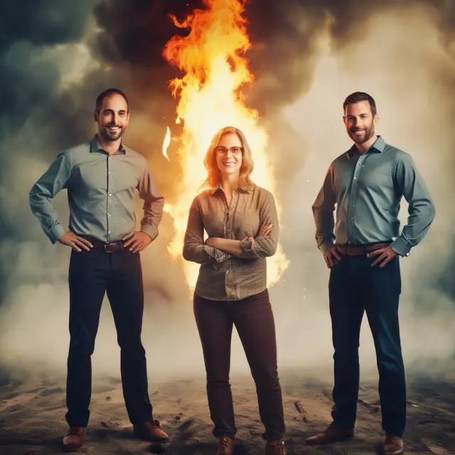 Three individuals triumphantly holding investment certificates, symbolizing success from real estate, crowdfunding, and peer-to-peer lending