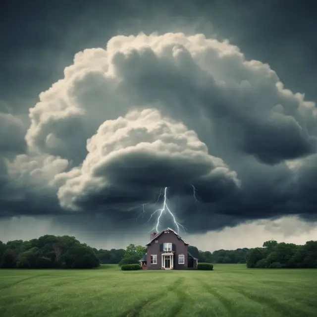A delinquent loan turning into a dark storm cloud, representing financial instability and potential consequences.