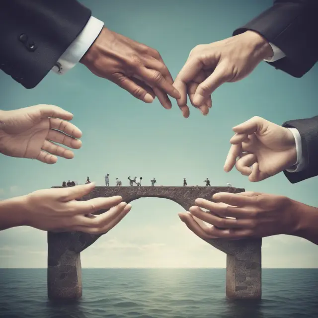 A lender and borrower extending hands to create a bridge over choppy waters, illustrating TDR