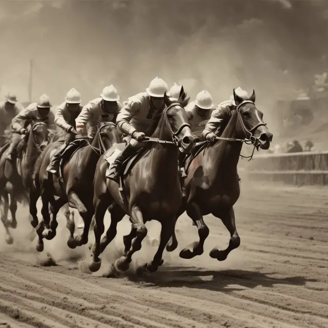 Miners compete on a racecourse, some with randomized numbers and others with predictive ones, symbolizing the two approaches to nonce generation in cryptocurrency mining
