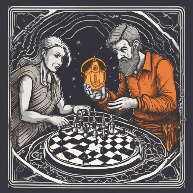 Bitcoin miner swiftly striking nonces on a chess clock vs. Ethereum miner navigating through labyrinth of valid solutions using a dynamic counter.