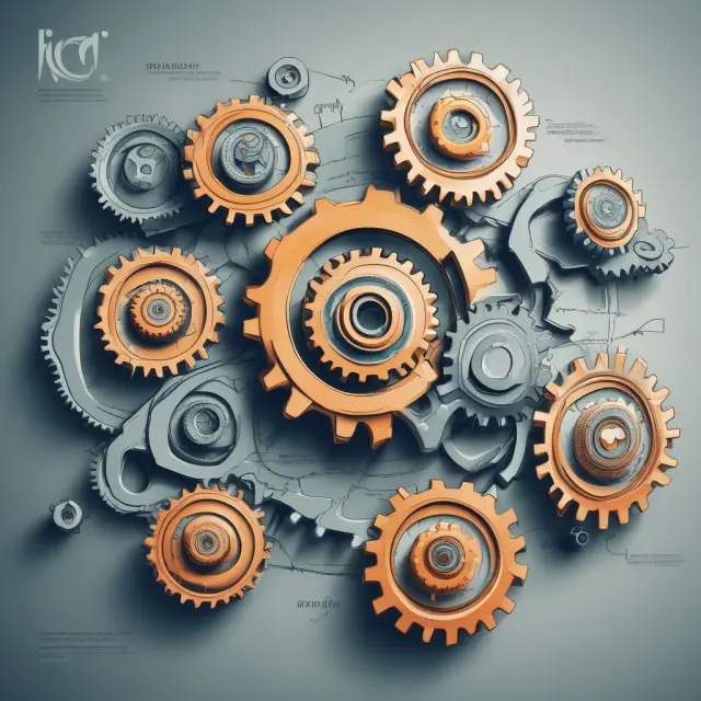 Visual representation of non-compete agreements merging industries: television broadcasting, financial services, corporate management, manufacturing, and IT represented by interconnected gears