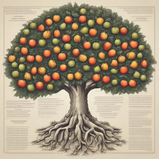 A tree laden with fruits symbolizing different Treasury securities, illustrating yield and term choices for investors