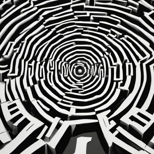 An intricate maze symbolizing the Valuation process of non-cumulative preferred stocks using Dividend Discount Model