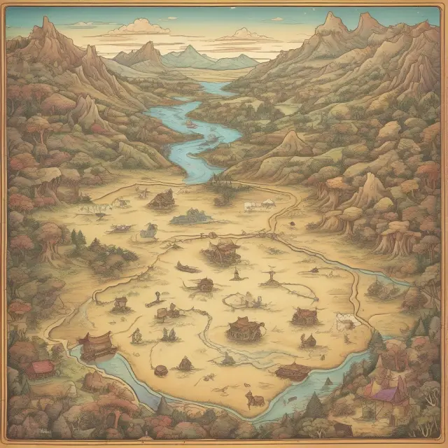 A treasure map illustrating natural resources, including oil rigs, mines, and timberlands
