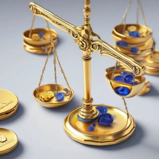 Gold coins (liquidity) and a sapphire gemstone (noncurrent assets) on a balanced scale, emphasizing the role of both in financial management.