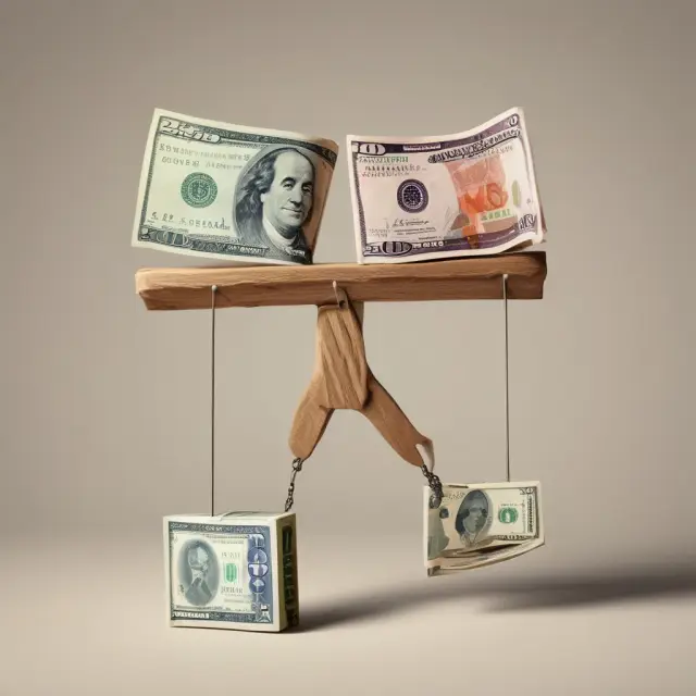 Two currencies - Argentine pesos and U.S. dollars - depicted as a seesaw exchange, symbolizing non-deliverable swaps