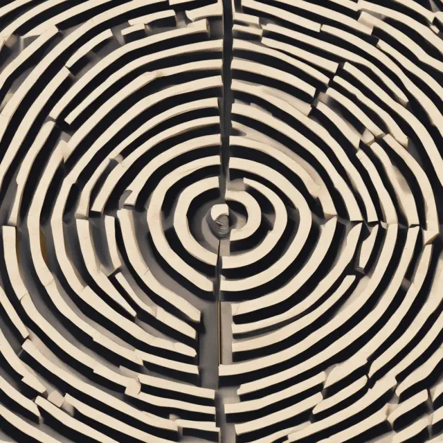 An intricately designed maze symbolizes employment classification complexities, with visitors seeking guidance from HR representatives at various intersections