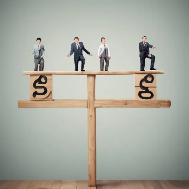 Exempt employees, represented by executives, professionals, and artists, balancing on a seesaw depicting minimum salary thresholds