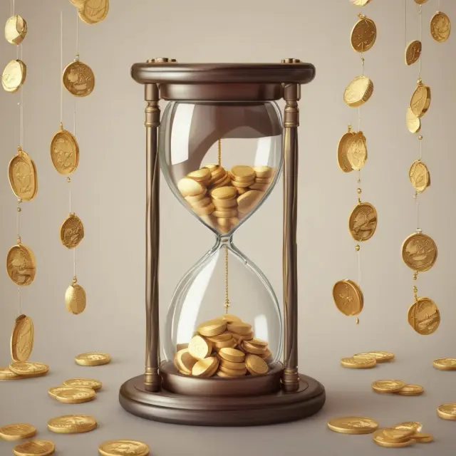 Gold coins flowing through hourglasses signify hourly wages and overtime pay for non-exempt employees