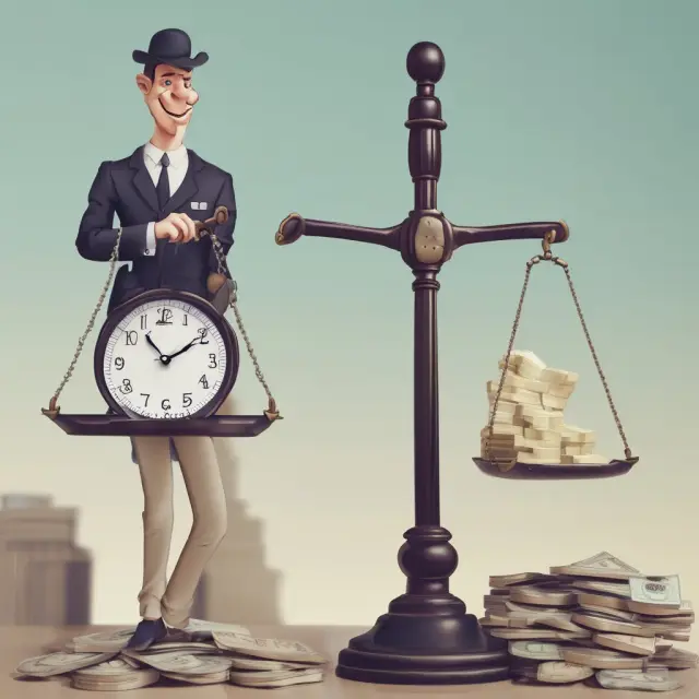 Visual representation of the balance between salaried exempt employees (skills, autonomy) and hourly wage non-exempt workers (time, supervision)