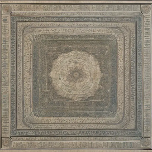 A scale with nonfarm payrolls symbolizing economic balance; behind it are intricate mosaics representing industries from the Household and Establishment Surveys