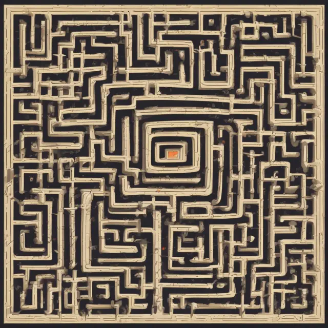 A labyrinth illustrating nonlinearity in investing, with an options key