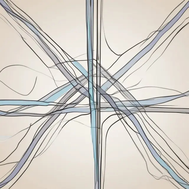 Two interconnected lines: a straight line for linear relationship and a curved one for nonlinear relationship, symbolizing varying degrees of predictability in finance