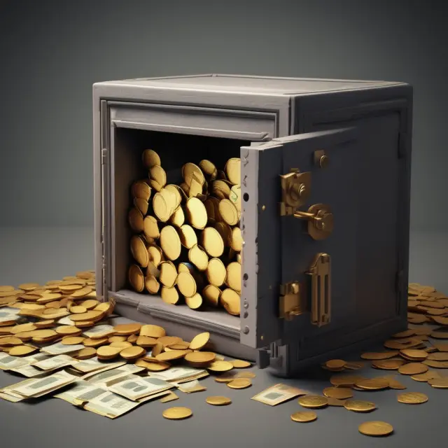 Image of a safe containing gold coins and various bond certificates, emphasizing the security offered by non-negotiable financial products.