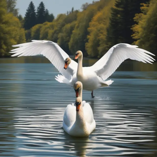 Two elegant swans floating on a data-filled lake: Parametric (assumptive) and Nonparametric (distribution-agnostic), illustrating their distinct roles in statistical analysis.
