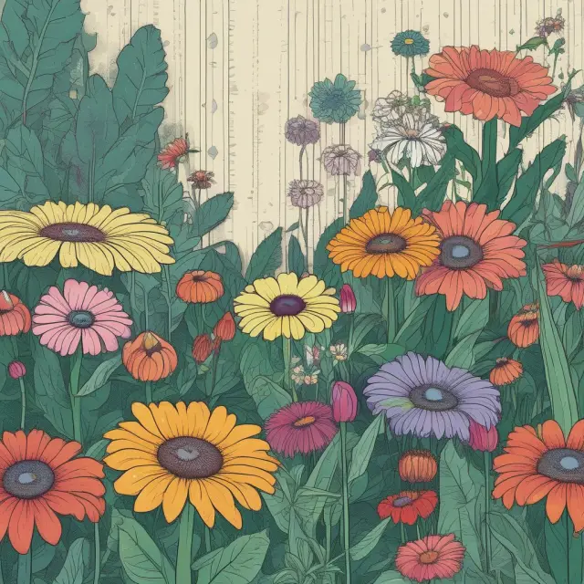 A lush garden filled with flowers representing R, SAS, MATLAB, and Python, symbolizing the flourishing nonparametric methods in finance