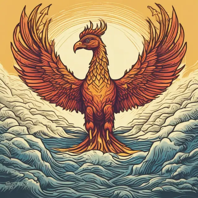 Image: A mythical Phoenix bird emerging from a pool of distressed loans, representing the transformation of NPAs into opportunities for investors.
