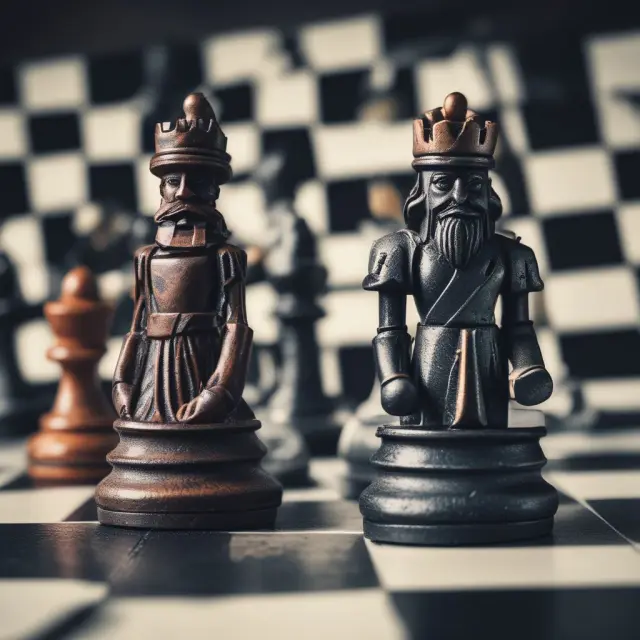 Borrower and lender in a chess game, with an auto loan as the key pawn. They examine the board together, symbolizing collaboration in understanding non-recourse debt.
