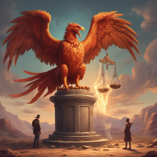 Borrower evaluates risks and rewards of non-recourse loans as a mythical phoenix rises from the flames representing collateral loss