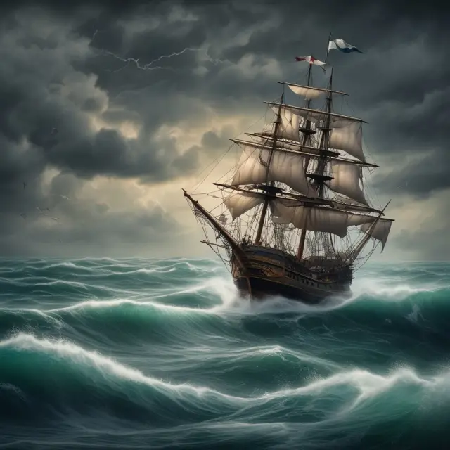Three corporations navigating rough waters, each holding a rights issue certificate as their compasses