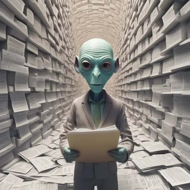Nonresident alien in a labyrinth with tax documents and seeking advice from a spectral advisor.
