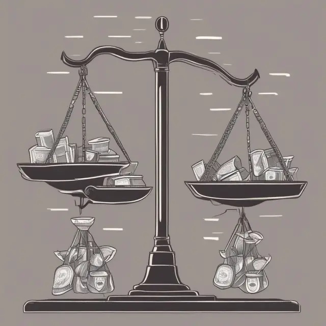 Scales balanced with green and red weights symbolize adjusted cost basis after receiving a non-taxable distribution