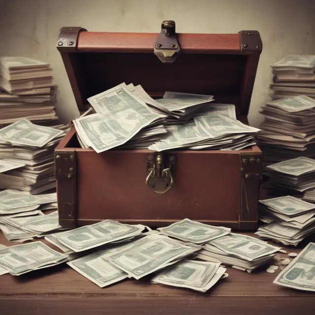 Treasure chest filled with papers and forms representing financial records and Form 1099-DIVs, essential for accurate reporting and record-keeping of non-taxable distributions.