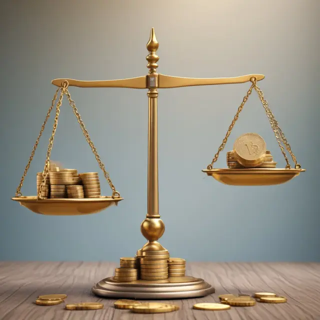 A golden scale tips with coins representing operating income. The other side holds a tax bucket filled to maintain balance, symbolizing NOPAT calculation