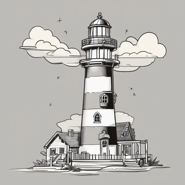 A lighthouse, symbolizing NOPAT, shining light on mergers & acquisitions, helping investors navigate the financial seas and identify valuable targets