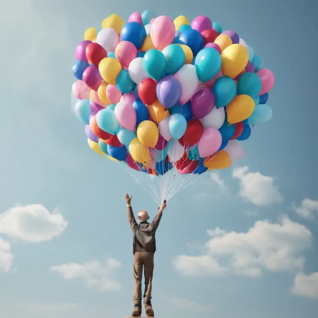 Elderly hand releases balloons with common misconceptions about full retirement age, symbolizing debunking myths for enhanced retirement planning