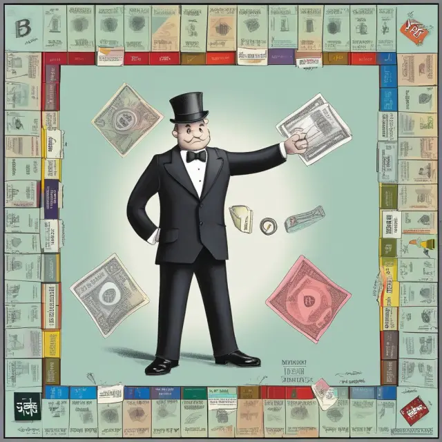 Monopoly symbolized as a giant figure holding a scale, tipping it to represent market power and its impact on normal profit.