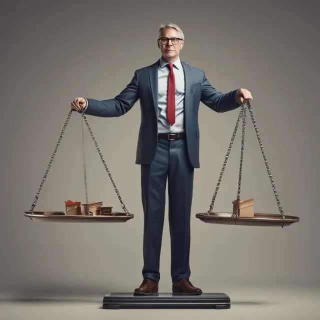 Financial advisor determining normal profit by balancing explicit and implicit costs on scales