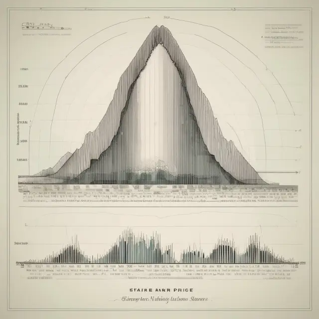 A bell curve floating amidst financial waves, symbolizing normal distribution