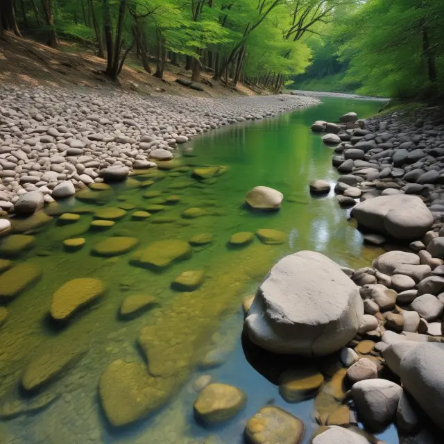 An upward-sloping normal yield curve symbolizing investment returns, depicted as a serene river with long-term stones bearing greater value.