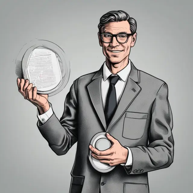 Normative economist examining positive economic data with a mirror to determine desirable outcomes.