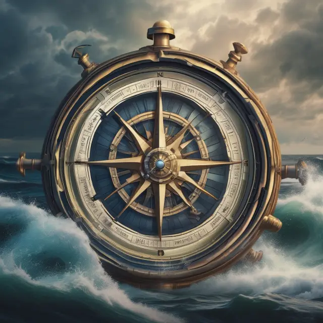 A compass floating on a stormy sea, symbolizing North Sea Brent Crude Oil