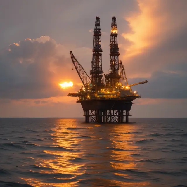 A golden light illuminating the North Sea, symbolizing North Sea Brent Crude