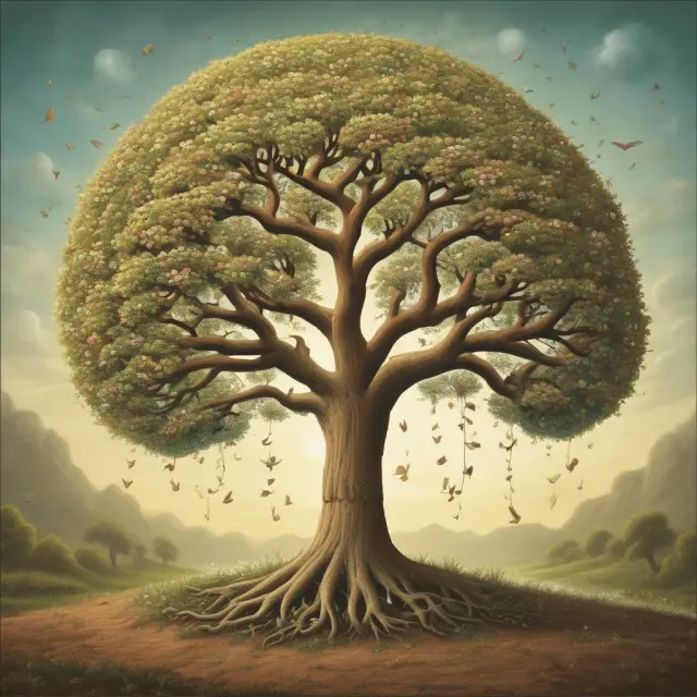 A charitable tree flourishing with roots symbolizing purpose, branches representing structure, and leaves showing regulations