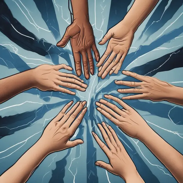 Bridge made of hands connects diverse nonprofits, symbolizing collaboration and addressing common challenges
