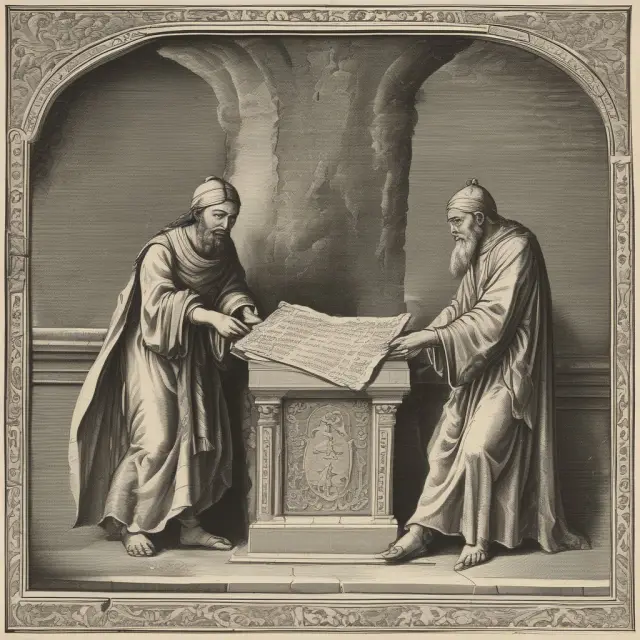 An image of a person holding an unrolled parchment representing a Notice of Deficiency, surrounded by documents symbolizing tax returns and financial records
