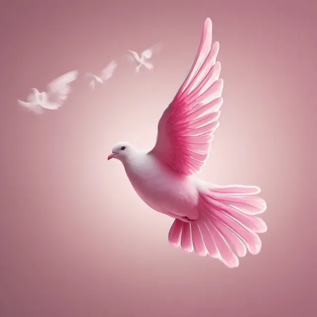 Pink slip transforming into a dove in mid-air, representing employee separation and new beginnings