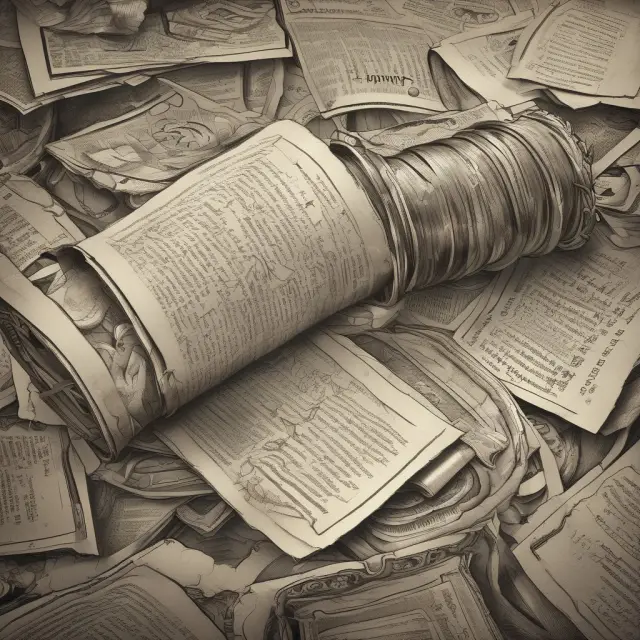 A gauntlet symbolizing the probate process, with creditors wielding documents as they navigate and collect outstanding debts owed by a deceased individual