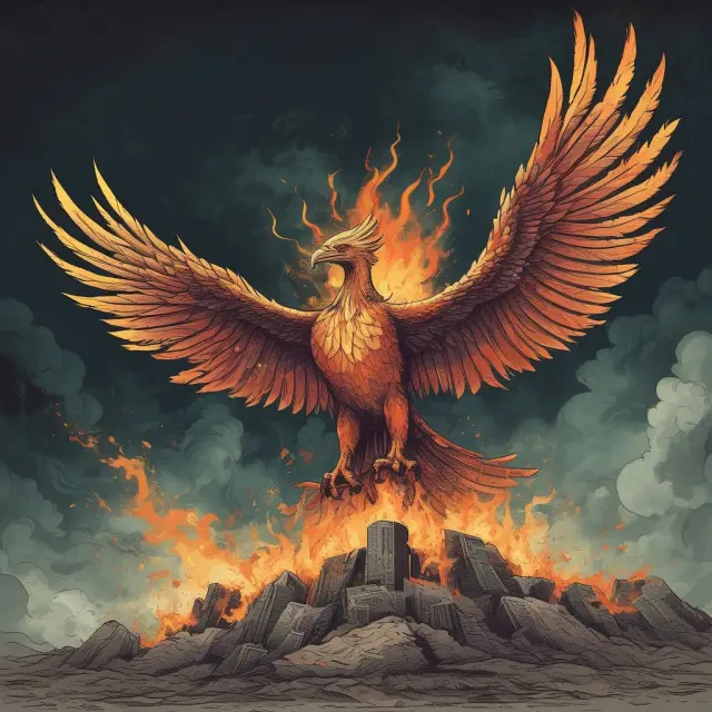 A mythical phoenix rises from the ashes, representing the process of notifying creditors during probate proceedings