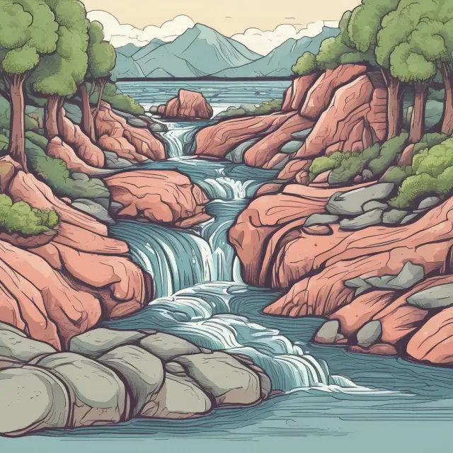 Image of a notional value river, with fixed and floating rocks representing interest rates in an interest rate swap.