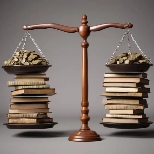 A balanced pair of scales with 