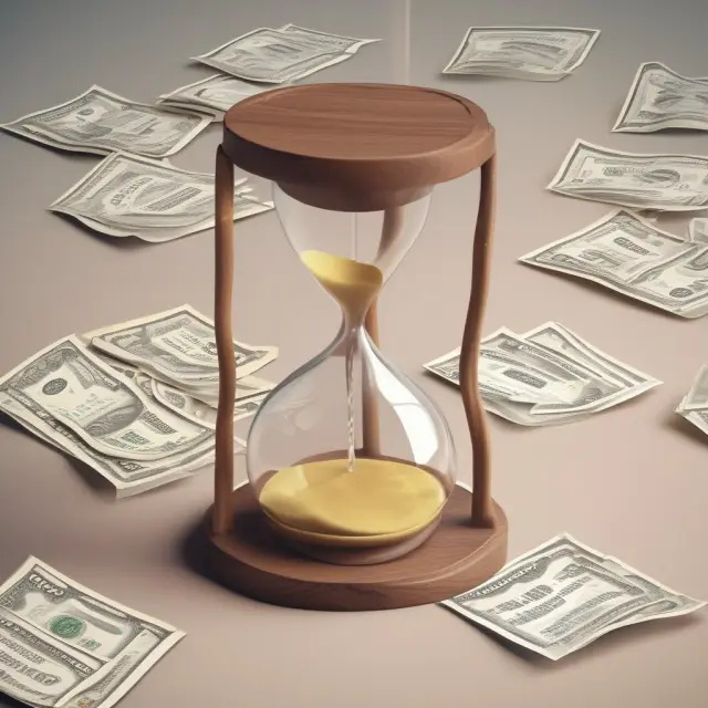 An hourglass with contract documents flowing from one party to another, illustrating the process of novation in government contracting