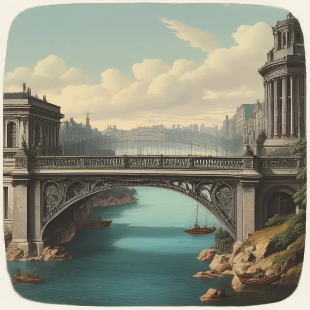 A sturdy bridge connecting two sides symbolizing old and new contracts, with both parties standing together signifying mutual consent